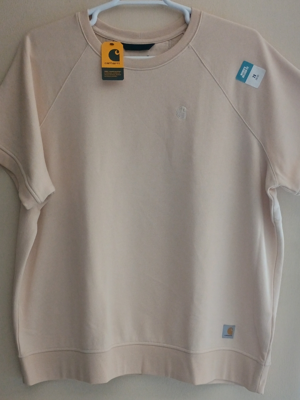 Carhartt Relaxed Fit French Terry Short Sleeve Sweatshirt Cream 2X NWTS